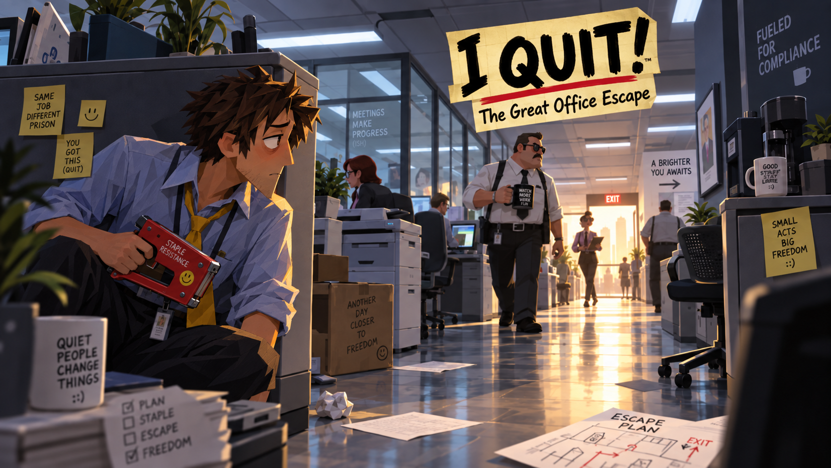 I QUIT! The Great Office Escape comedy stealth game concept